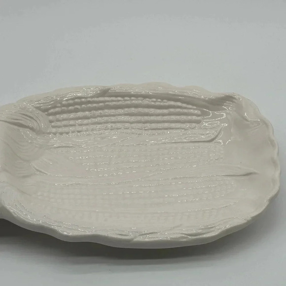MCM Vintage California USA Corn Texture Serving Platter 659 White Glazed Pottery - Picture 2 of 7